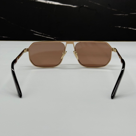 NEW PR A53S VAF10D PRADA GOLD BROWN PILOT SPR A53 VAF10D MEN SUNGLASSES - Picture 8 of 12